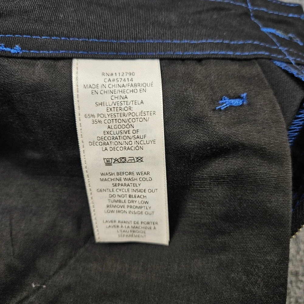 True Religion Mens Jet Black Blue Contrast Stitch Cargo Pants 108335 Size 36 NWT